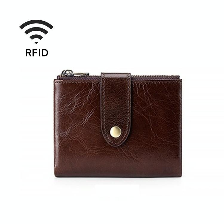 NNEDSZ Leather Rfid Wallet With Dual Zippers