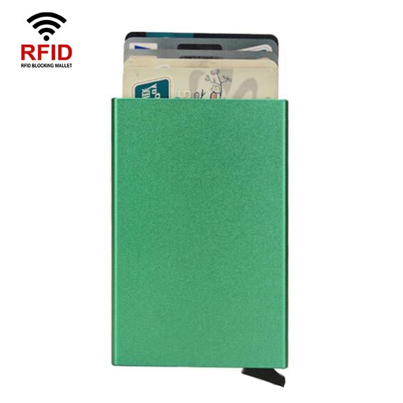NNEDSZ Metal Rfid Card Holder Wallet - Compact Design - Green
