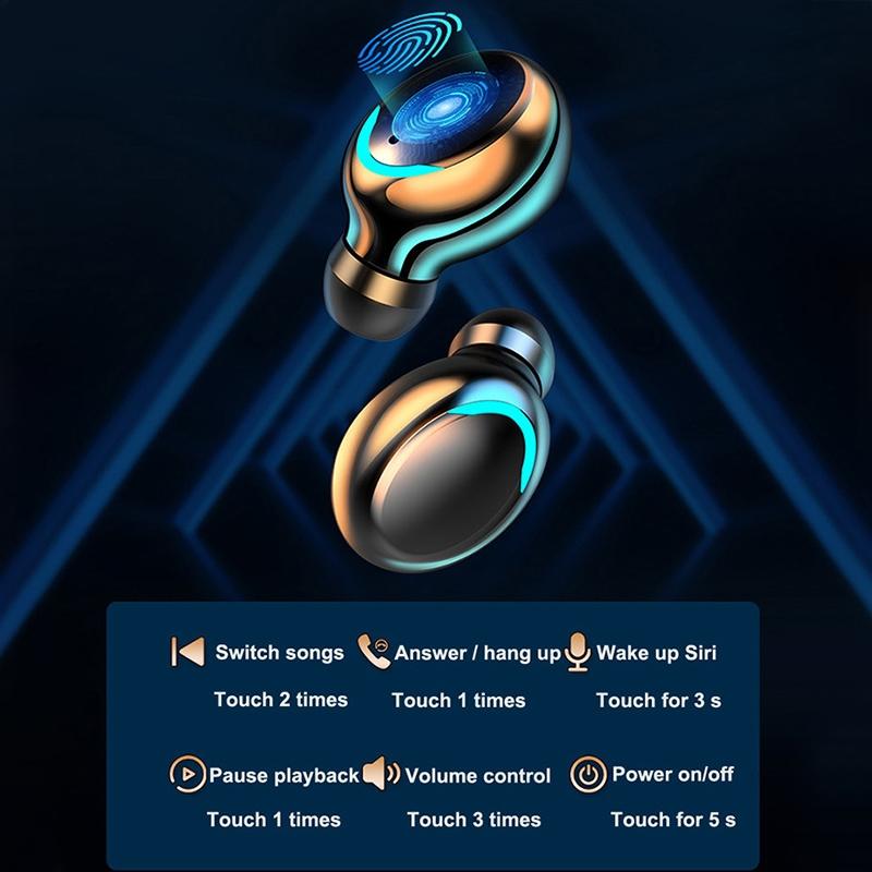 NNEDSZ Bluetooth Earphone With Noise Reduction & Led Display - Black - Ip6D1057W Led Light White