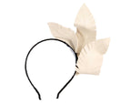 Cream leather flower headband fascinator by BELIEVERA-3