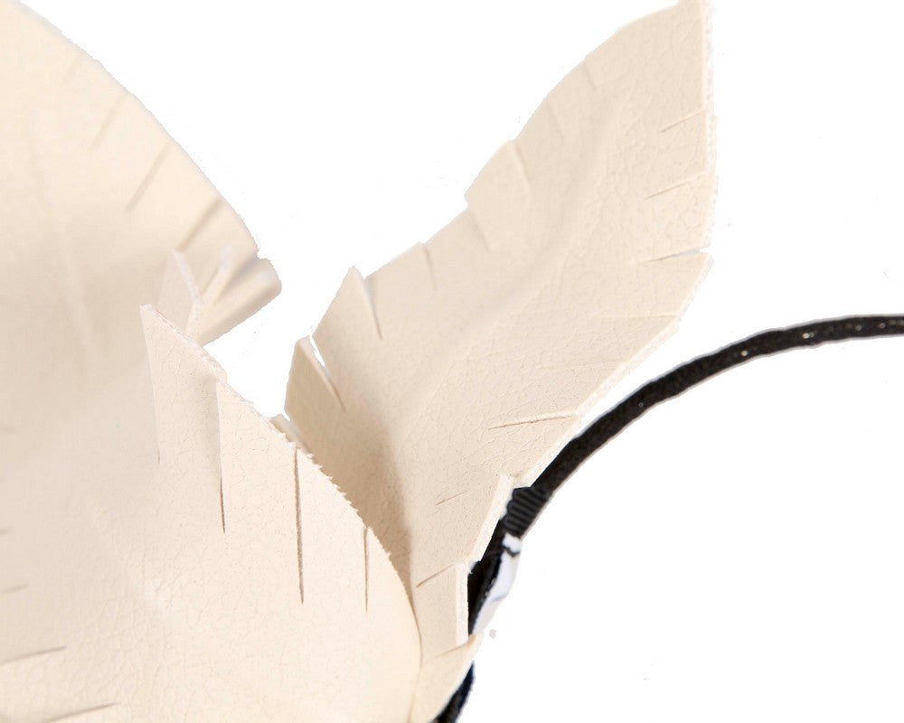 Cream leather flower headband fascinator by BELIEVERA-2