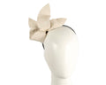 Cream leather flower headband fascinator by BELIEVERA-0