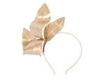 Gold leather flower headband fascinator by BELIEVERA-1