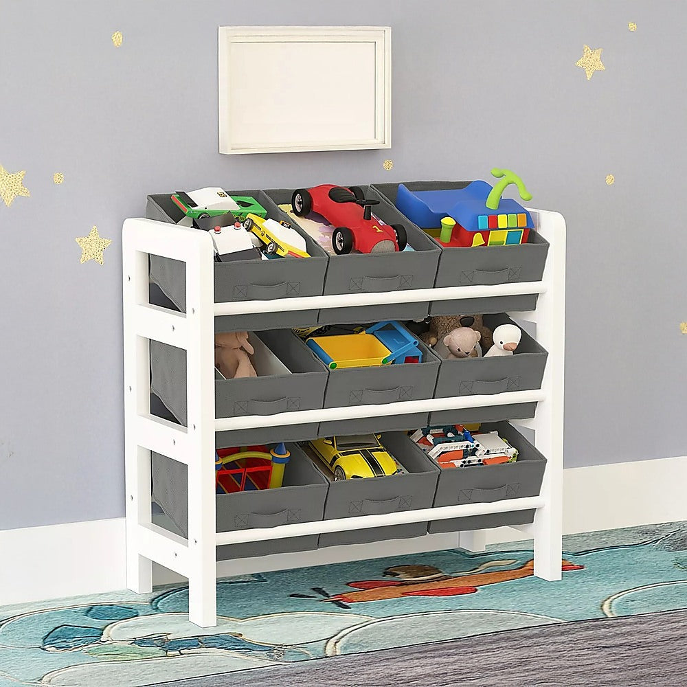 NNEDSZ Kids Toy Box Storage Unit Drawers Childrens Bedroom Shelf Baby Nursery Furniture Grey