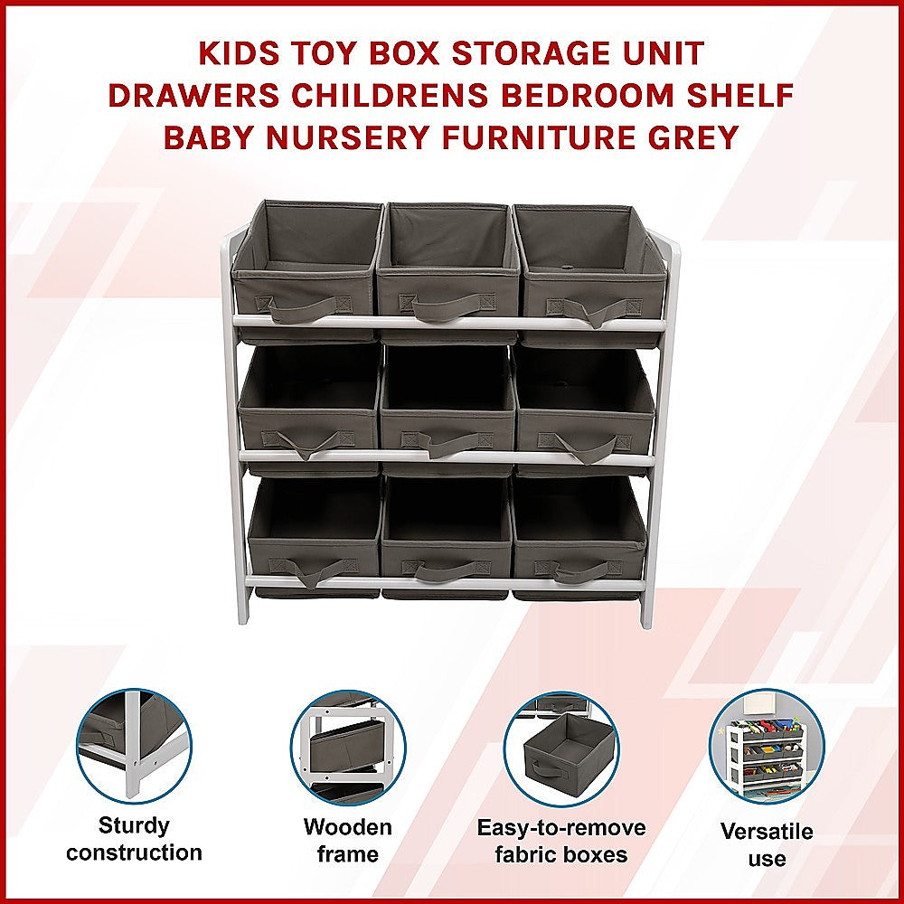NNEDSZ Kids Toy Box Storage Unit Drawers Childrens Bedroom Shelf Baby Nursery Furniture Grey