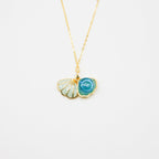 NNEDSZ Gift Box - Aroma Necklace 925 Silver, Gold coated - Green Shell Ocean Breeze (Light blue) + Purify Oil Blend