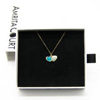 NNEDSZ Gift Box - Aroma Necklace 925 Silver, Gold coated - Green Shell Ocean Breeze (Light blue) + Purify Oil Blend