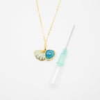 NNEDSZ Gift Box - Aroma Necklace 925 Silver, Gold coated - Green Shell Ocean Breeze (Light blue) + Purify Oil Blend