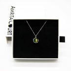 NNEDSZ Gift Box - Aroma Necklace White Gold - Planet Aurum Verdant (Gold Green) + Purify Oil Blend