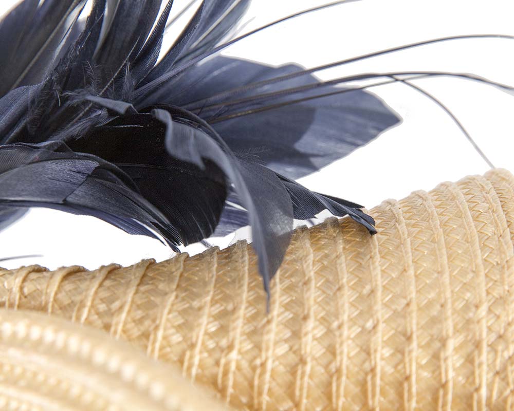 Bespoke nude & navy fascinator by BELIEVERA-2
