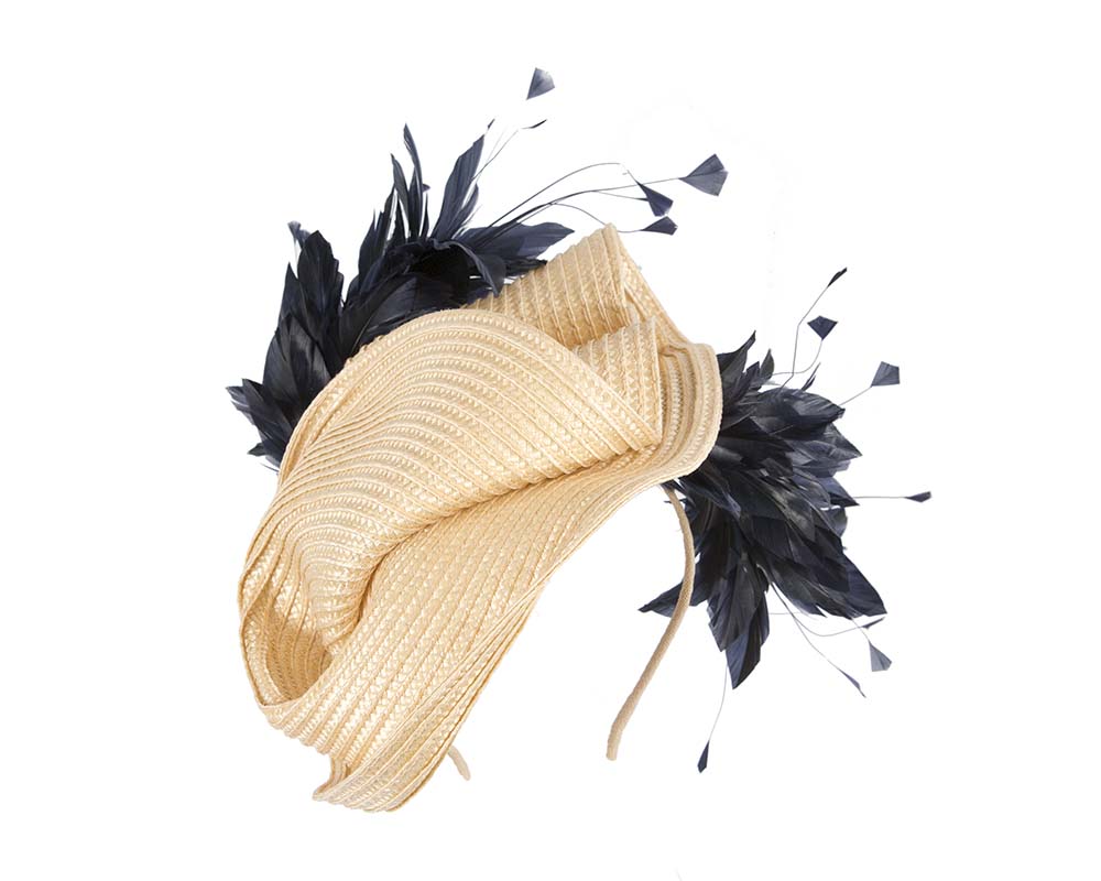 Bespoke nude & navy fascinator by BELIEVERA-1