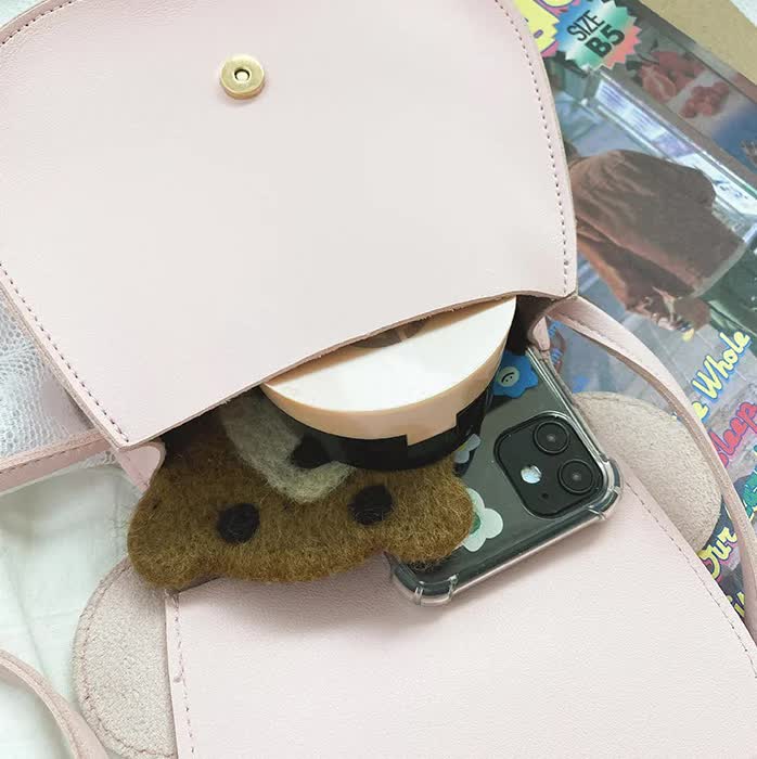 NNEDSZ Adorable Bow Bear Crossbody Bag for Kids - Black  Shoulder Bag 18*17*8cm-4