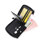 NNEDSZ Black Men's Leather Wallet with Zipper and Horse Embossed Design -  Compact and Stylish