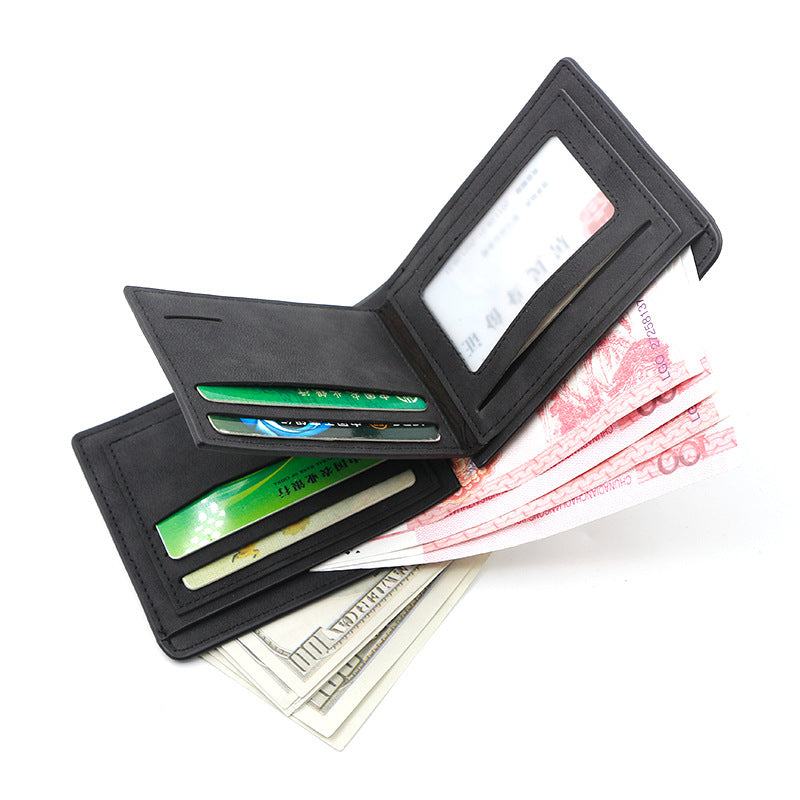 NNEDSZ Black Men's Genuine Leather Bifold Wallet - Compact Design with Multiple Card Slots