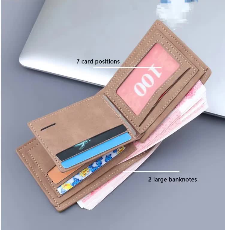 NNEDSZ Black Men's Genuine Leather Bifold Wallet - Compact Design with Multiple Card Slots