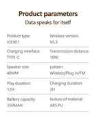 NNEDSZ Black VJE901 Wireless Bluetooth Over-Ear Headphones with Active Noise Cancelling