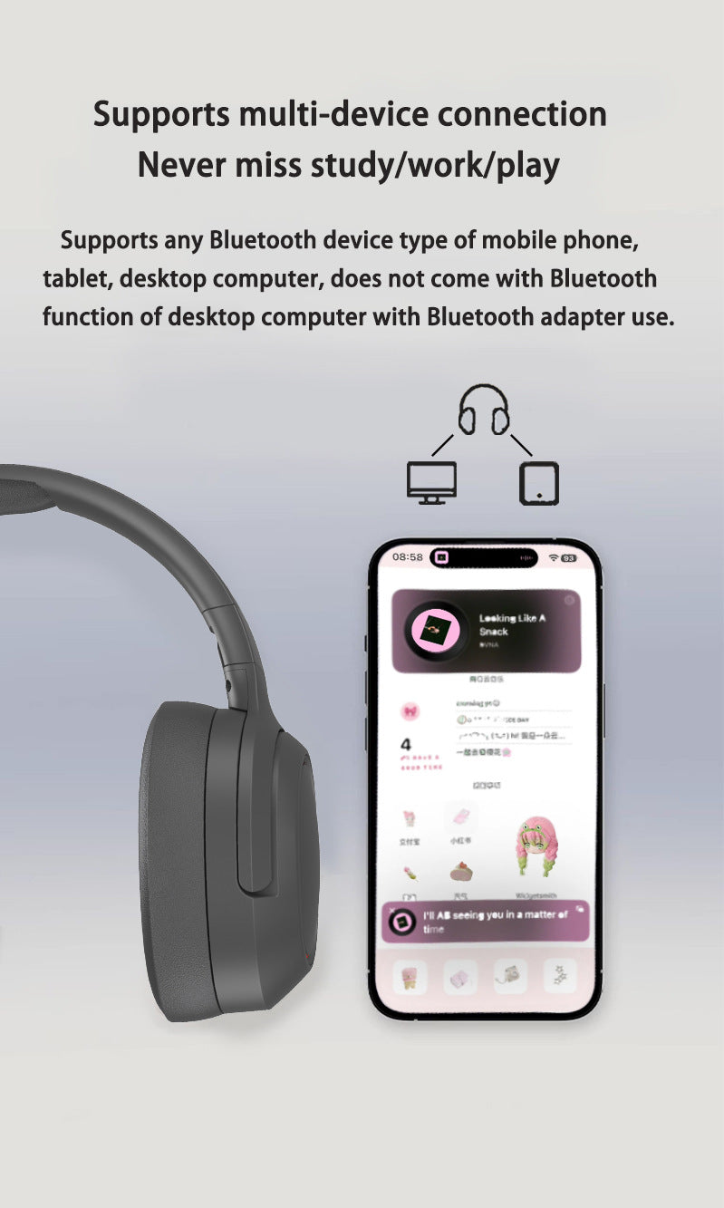 NNEDSZ Khaki P2963 Wireless Bluetooth Headphones with LED Light, Hi-Fi Sound, and Sport Design