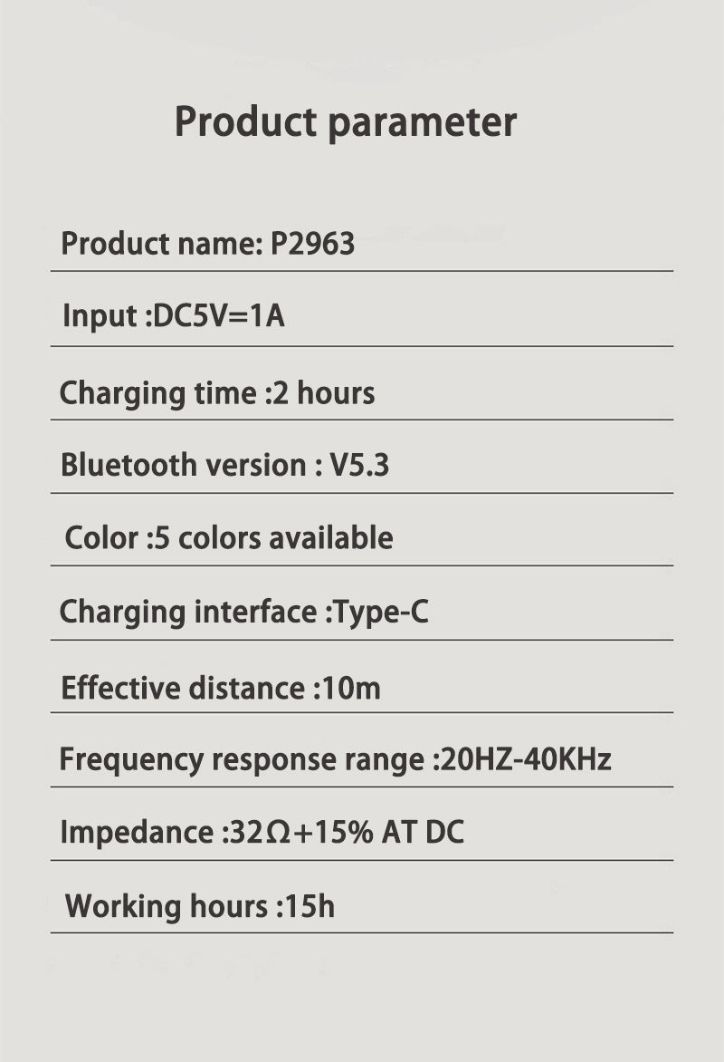 NNEDSZ Gray P2963 Wireless Bluetooth Headphones with LED Light, Hi-Fi Sound, and Sport Design