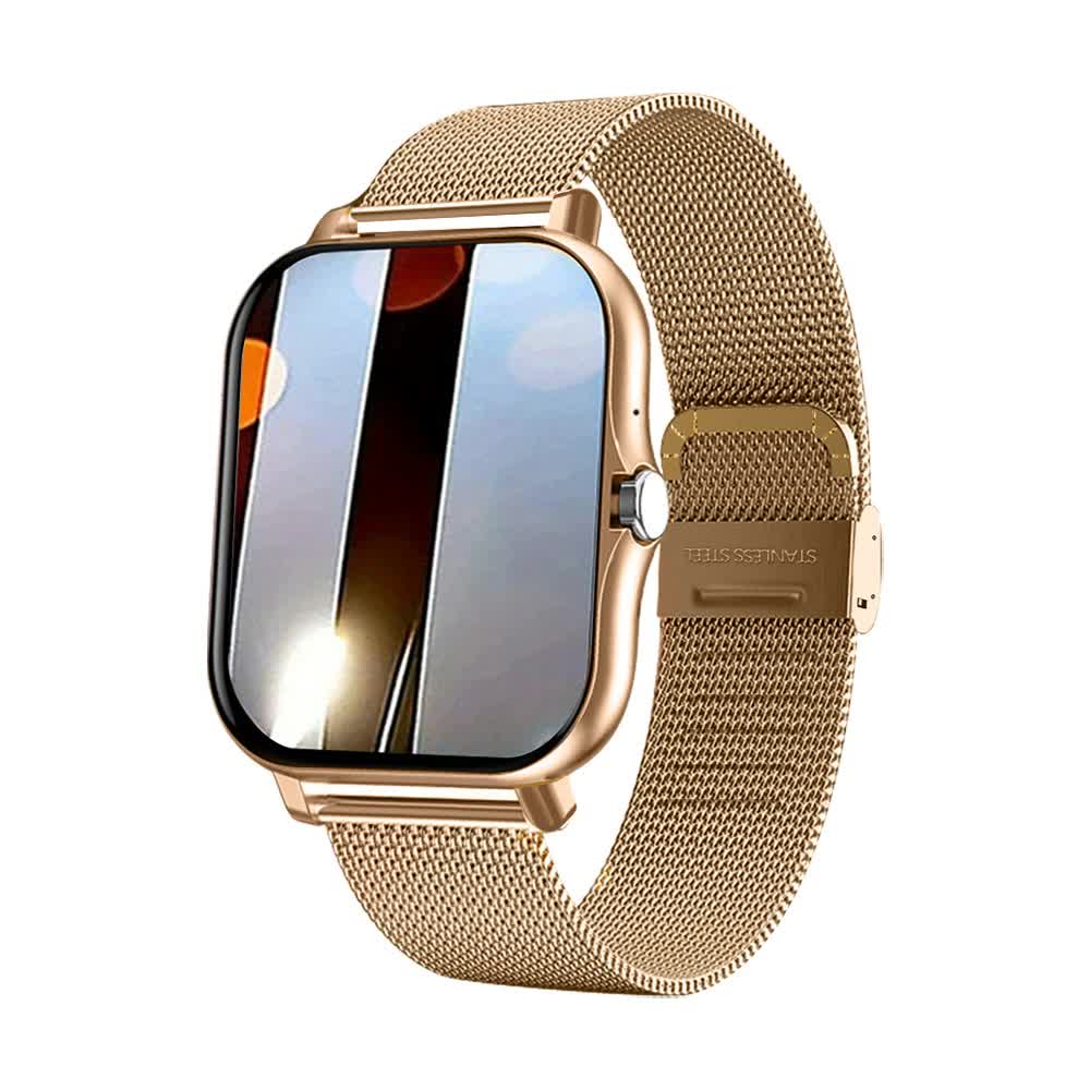 NNEDSZ Gold Smart Fitness Watch with Large Display - 24 Sport Modes, Heart Rate Monitor & More