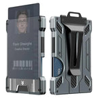 NNEDSZ 1 Pcs Grey Premium RFID Blocking Aluminum Alloy ID Badge Holder with Transparent Card Slot & Money Clip