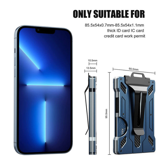 NNEDSZ 1 Pcs Grey Premium RFID Blocking Aluminum Alloy ID Badge Holder with Transparent Card Slot & Money Clip