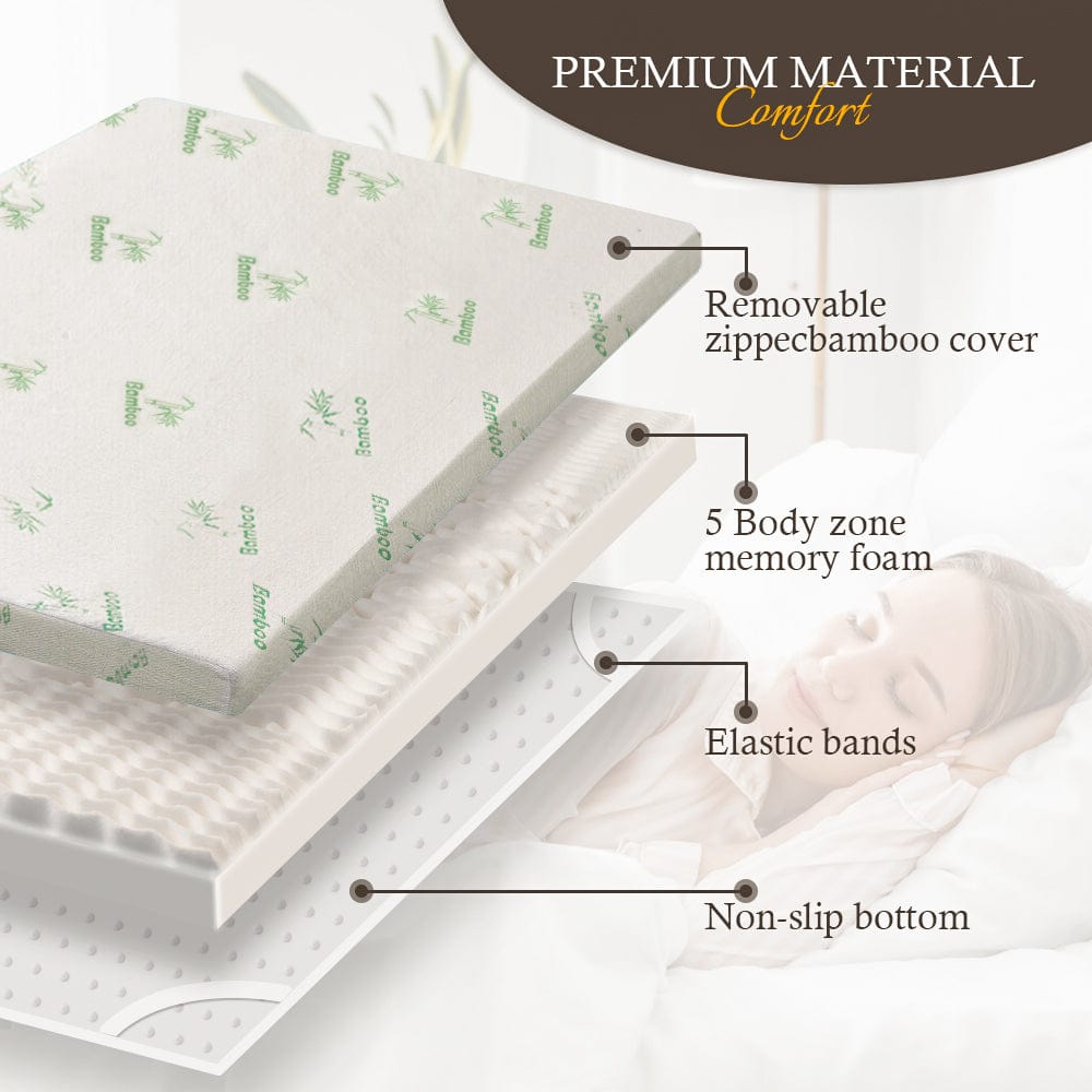 NNEDSZ 6cm Memory Foam Mattress Topper with Bamboo Cover - Double