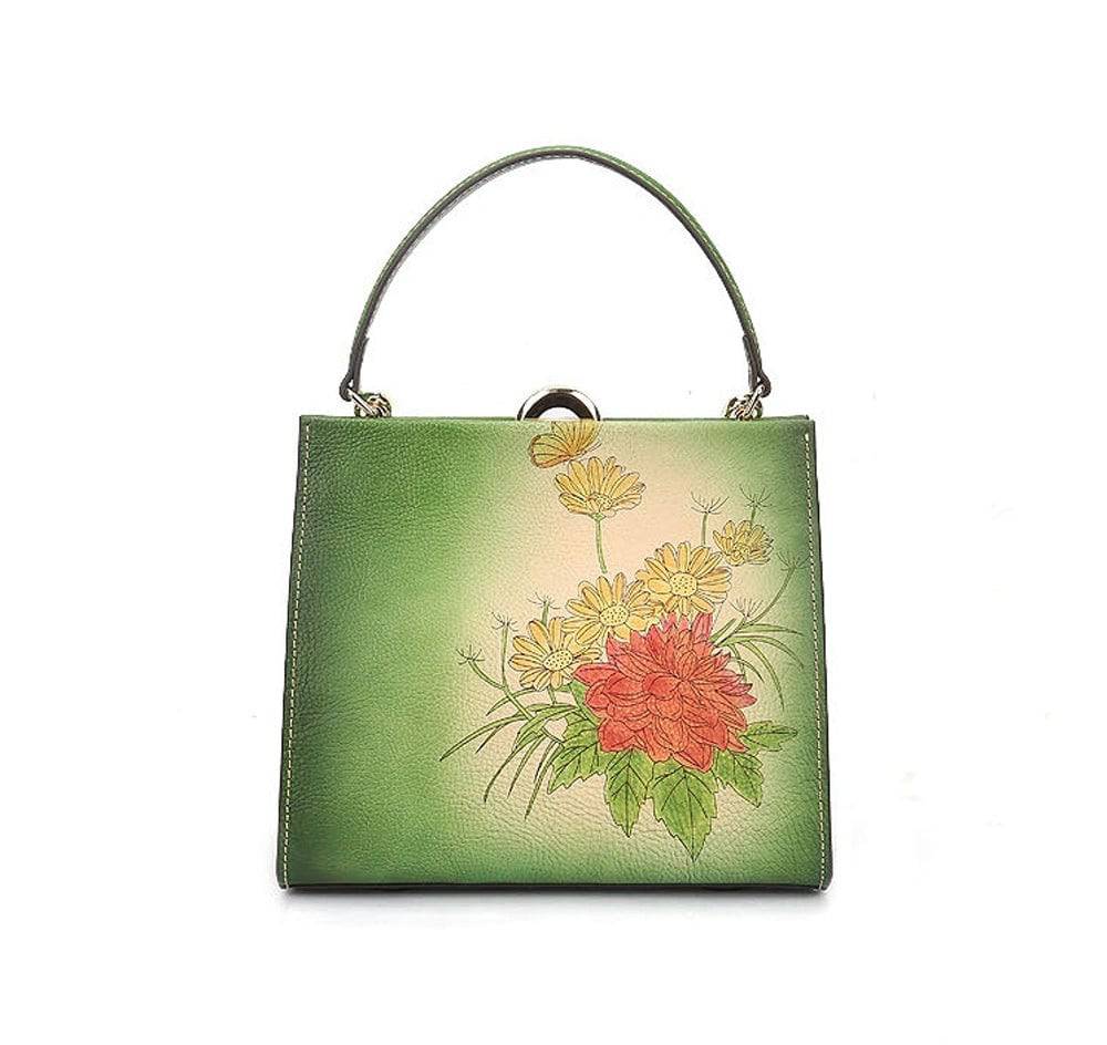 Vintage Leather Casual Box Shoulder Bag Small Square Bag