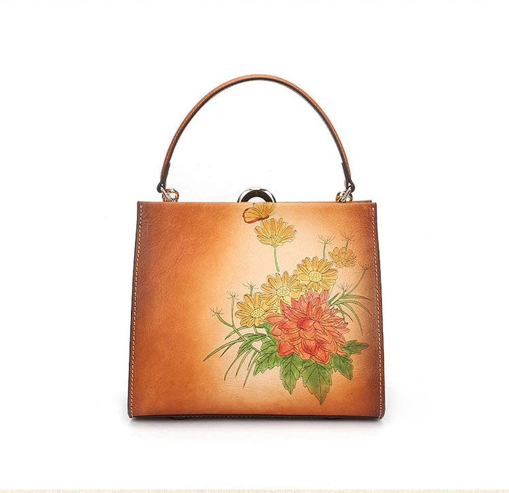 Vintage Leather Casual Box Shoulder Bag Small Square Bag