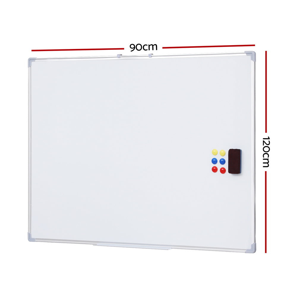 NNEDSZ Magnetic Whiteboard 90x120cm Erase Board Marker Eraser Tray Home Office School