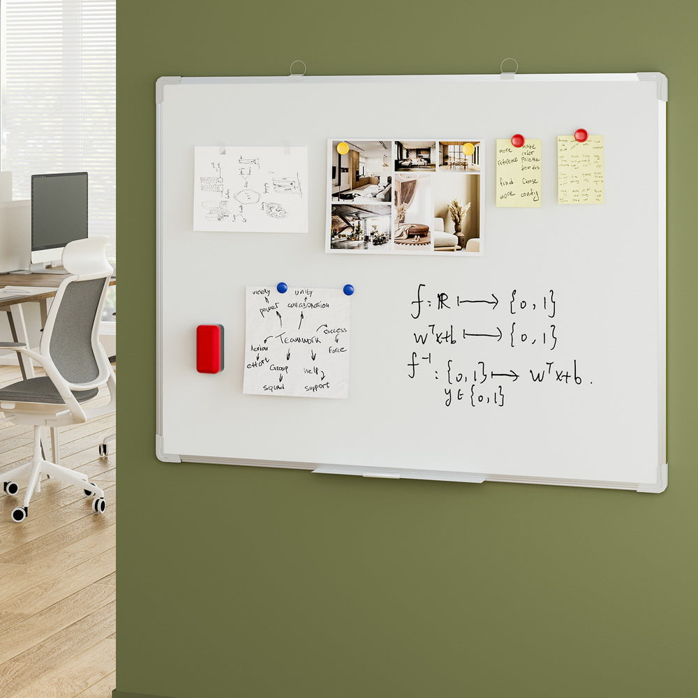 NNEDSZ Magnetic Whiteboard 90x120cm Erase Board Marker Eraser Tray Home Office School