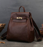 Women's Leather Padlock Backpack