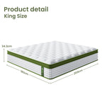 BedStory 34cm King Latex Hybrid Mattress Medium Firm - 5 Zone Pocket Spring Bed for Pressure Relief Motion Isolation