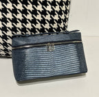 Genuine Lizard Skin Leather Zipper Cosmetic Handle Bag-7