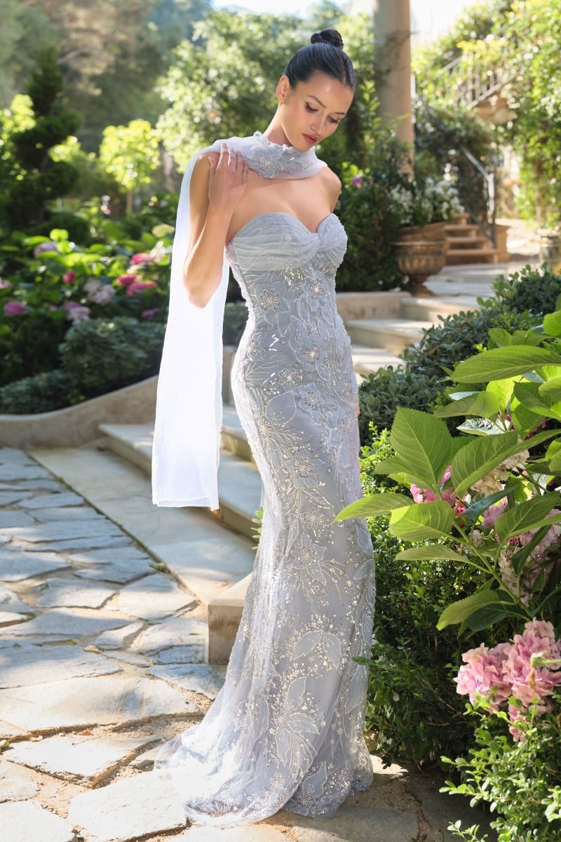 Strapless Sequin Embellished Fitted Dress-2