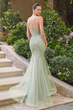 Strapless Tulle With Layered Mesh Train-2