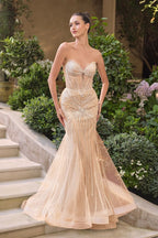 Strapless Tulle With Layered Mesh Train-1