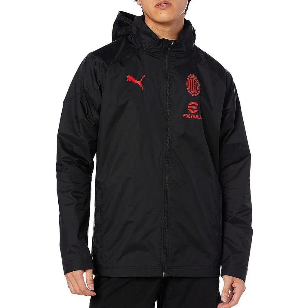 AC Milan black soccer training rain jacket 2023/24 - Puma-0