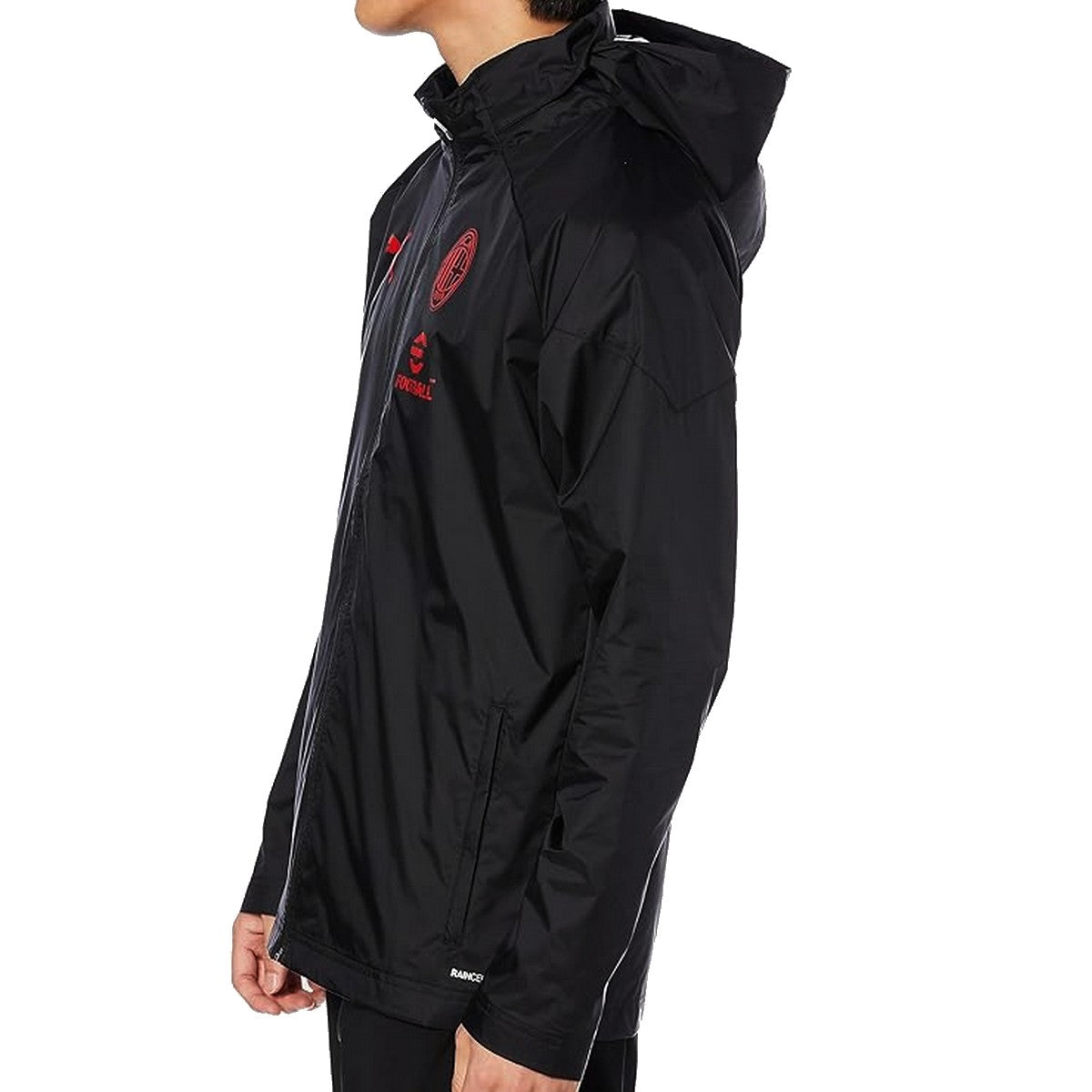 AC Milan black soccer training rain jacket 2023/24 - Puma-3