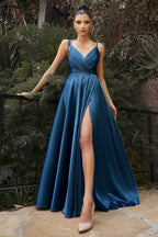 Flowy Satin A-Line Gown-6