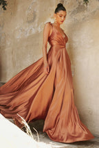 Flowy Satin A-Line Gown-9