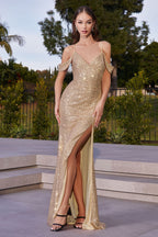 Draped Shoulder Sequin Fitted Dress-4