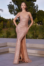 Draped Shoulder Sequin Fitted Dress-7
