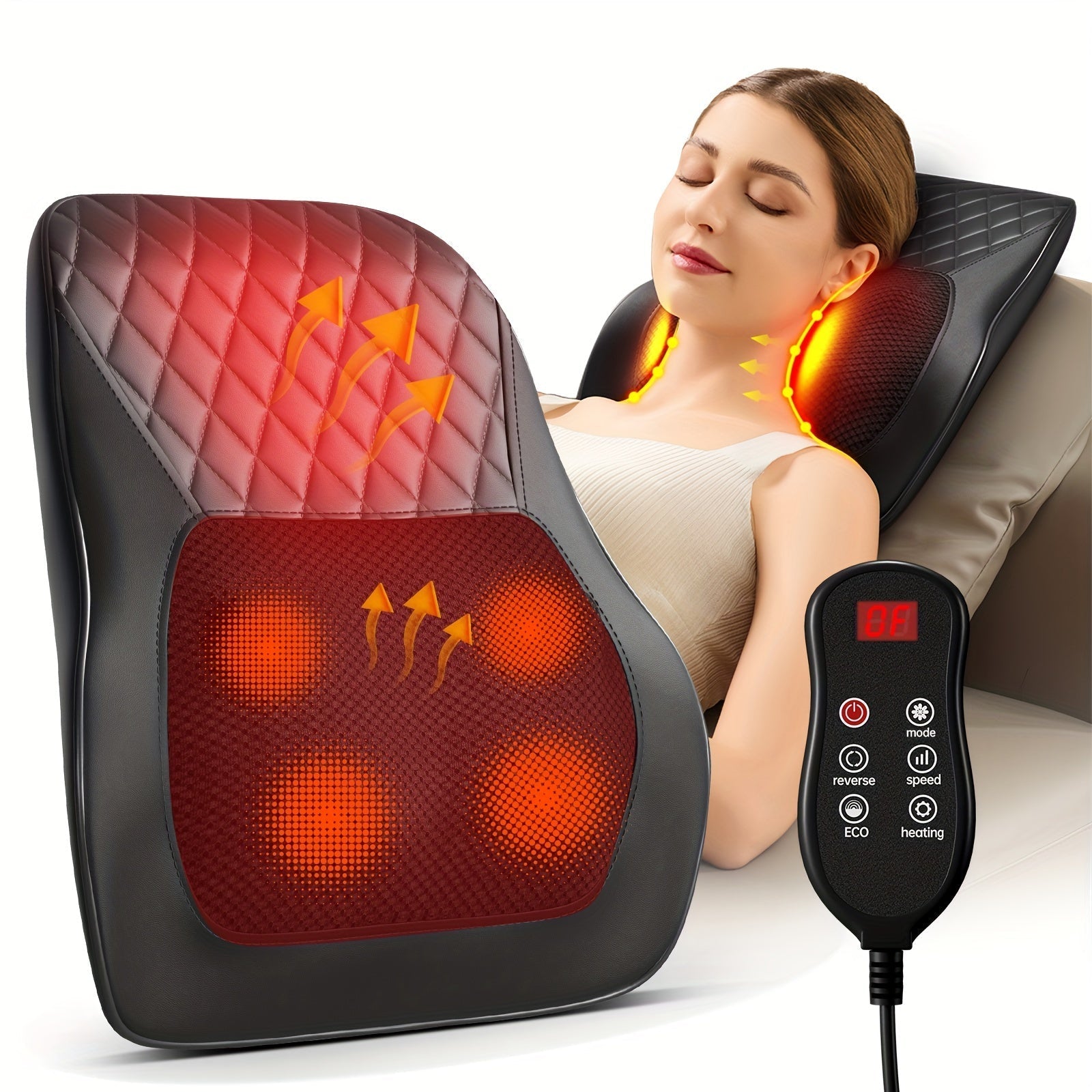 Heated Neck & Back Massager Pillow