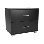 NNEDPE Bedside Table with Drawers MDF Wood - Black