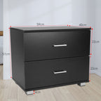 NNEDPE Bedside Table with Drawers MDF Wood - Black