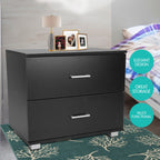 NNEDPE Bedside Table with Drawers MDF Wood - Black