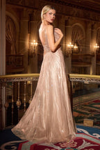 A-line dress with deep V-neck and spaghetti straps-1