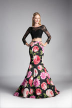 Beaded long sleeve lace crop top. TOP ONLY-4