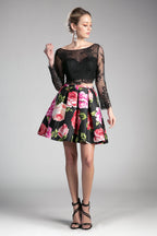 Beaded long sleeve lace crop top. TOP ONLY-3