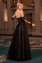 Strapless A-Line Dress & Removable Sleeves-1